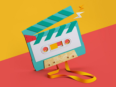 Paperclip - Tape 3d bold cgi festival film illustration infographic music tape