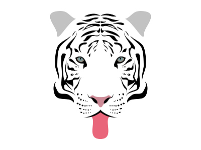 White Tiger (Tongues Out Project) art color digital environment minimalist negative space preservation tongues out vector white tiger world wildlife fund