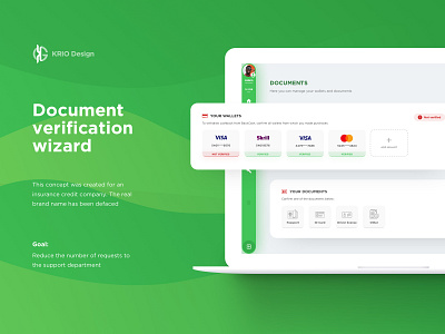 Document verification wizard accounts bank banking card credit dashboard docs documentation documents green passport skrill status ui ux validation verification virified visa wallets