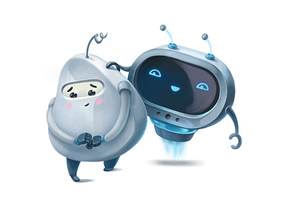 Empathic Club 2d character character design cute emotion emotional game illustration robot robots shy