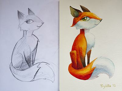 Alter Ego animal character character design doodle fox hand drawn illustration paper pencil process sketch watercolor