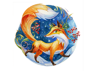 Fox Cesar animal character character design fox illustration watercolor