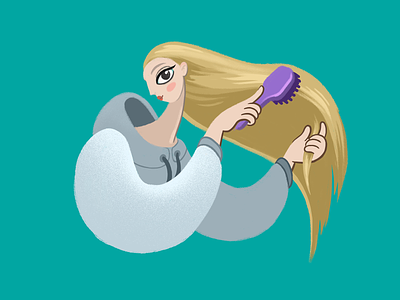 Haircare App Set - Brush app brush character character design girl hair haircare illustration logo woman