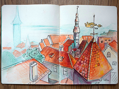 Tallinn Sketch city pencil sketch tallinn