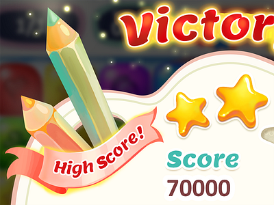 Victory screen game high palette pencil score shine star ui victory