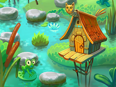 Swamp Location 2d background building game house illustration ipad location map mobile swamp