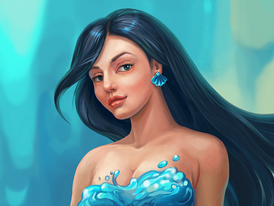 Mermaid beauty blue character digital art girl illustration mermaid