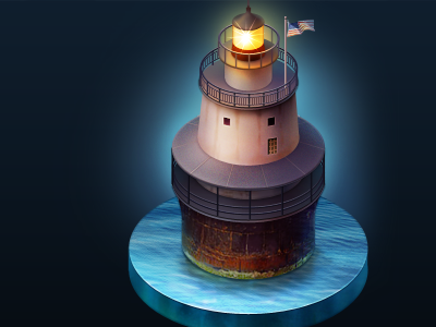 Lighthouse illustration for Cadillac Game blue building cadillac game icon illustration lighthouse new bedford sea