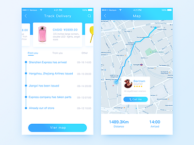 Delivery check app blue ui