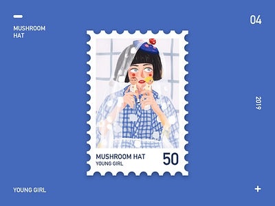 5DAY_Mushroom Hat blue illustration love