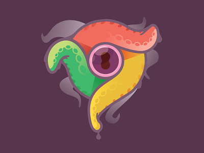 Elder Chrome browser chrome dnd doodle eldritch google icon illustration logo mind flayer monster octopus squid tentacle vector