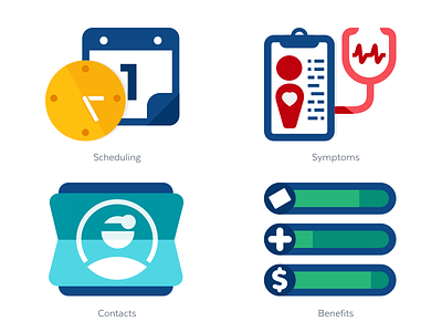 Zest Icons app benefits contacts health icons interface scheduling sketch symptoms ui
