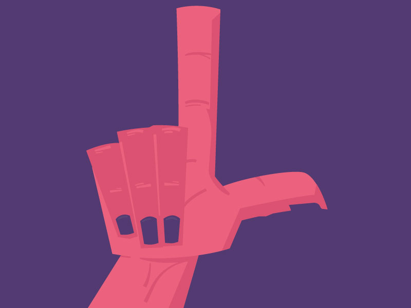 L loser hand typography l pink purple typehue