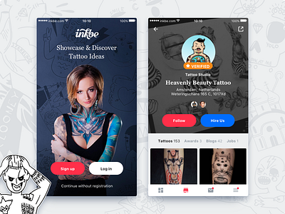 Inkbe iOS App app design ink inkbe ios login profile signup tattoo