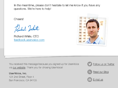 UserVoice Welcome Email Footer footer uservoice