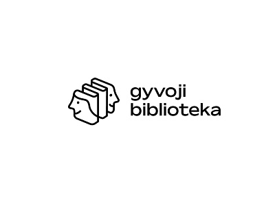 Gyvoji biblioteka (Library alive) books branding brandmark logo people
