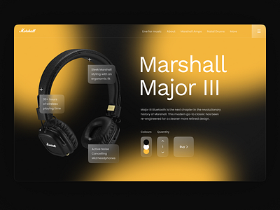 Marshall Major 3 Headphones clean color concept dark design headphones marshall minimalist music ui ux web webdesign