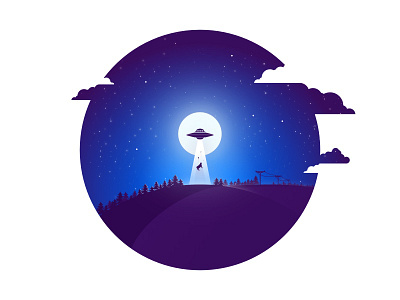 UFO illustration moon