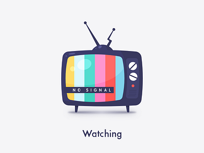 Watching color icon illustration no signal sketch television tv