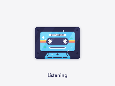 Listening cassette color icon llistening music sketch