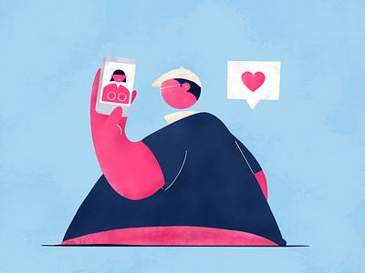 Looking for love in the internet color daily illustration