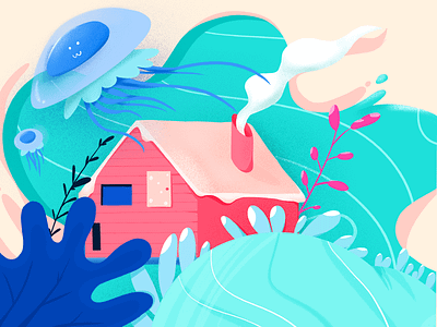 Small house color illustration