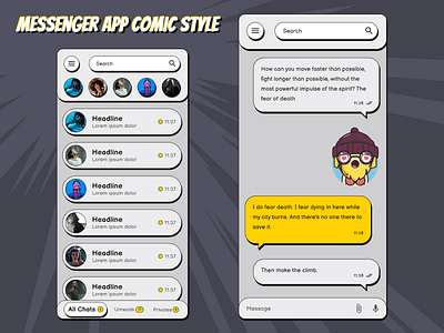 Messenger App Comic Style comic comic art comic kit comic style comics creative design design system elements messenger messenger app ui ui design ui elements ui kit