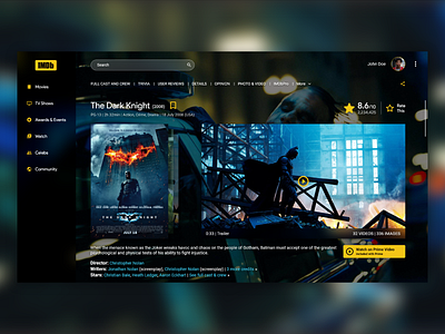 IMDB Desktop App batman cinema dark dark knight desktop film fluent imdb movie movie app movies video player