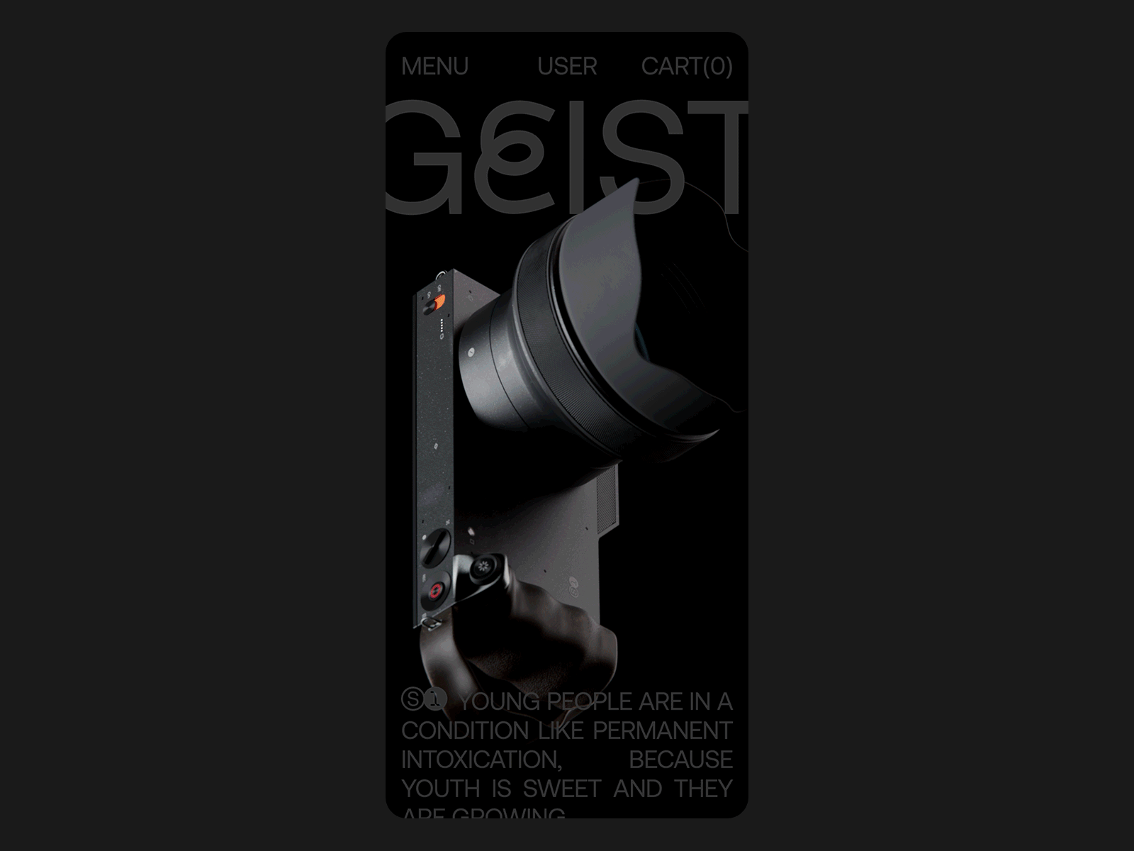 Geist Camera - UI research 3d blender blender3d blendercycles branding camera cycles design ecommerce layout logo mirrorless typography ui ux