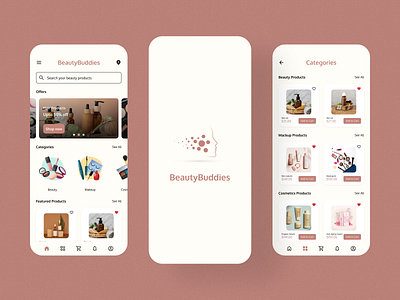 Cosmetics Products App - Beauty Buddies app app development app design appdesign mobileappdesign branding design graphic design illustration logo ui ux