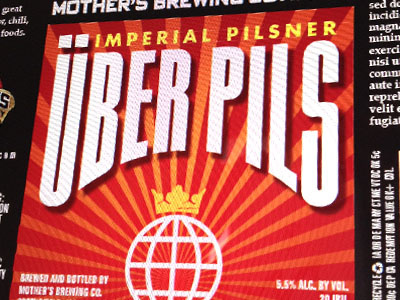 MBC Uber Pils label round 01 version 02 brewery craft beer label logo mothers brewing company packaging typography