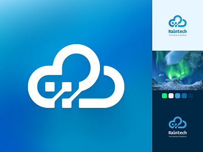 Raintech Logo aurora branding cloud logo night rain sky tech