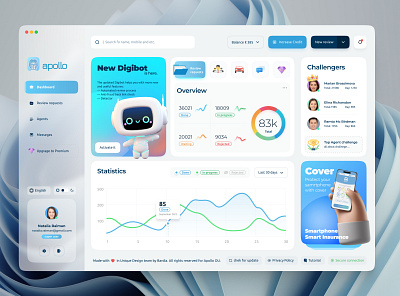 Apollo - Online review service admin branding dashboard design insurtech panel ui ux