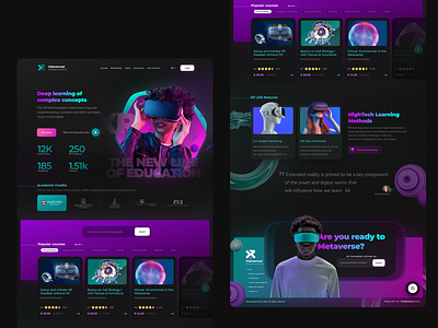 Holovarmed – XR Based LMS Platform Dark Mode ar augmented reality blockchain branding design ehealth elearning health landingpage lms metaverse mr ui ux virtual reality vr