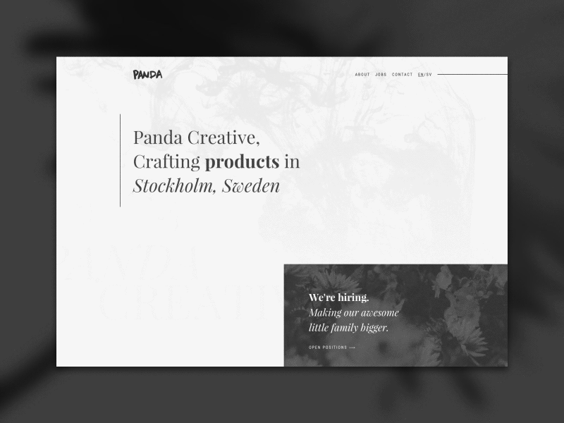 Panda Creative site agency black design landing page panda sweden website white