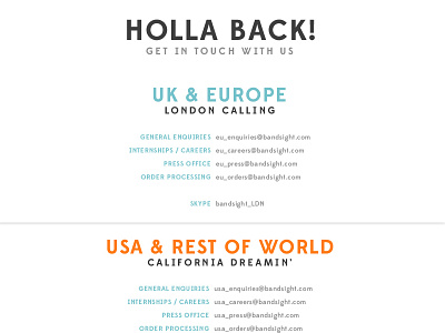 Contact page typography