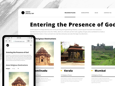 Unified Spiritual Trip Website app bookings branding design guide locations mobile desing places recommendation religious website responsive travel guide trip planner typography ui uidesign ux uxdesign vacaion website