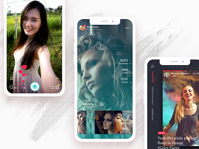1Tam | Mobile app concept for Social Users app connect dark design express gray hearts individuals like minded opinions pink profile red social app ui users ux videos vlogging world