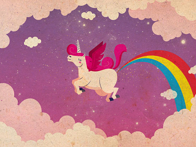 Farticorn cloud fart glitter illustration rainbow space sparkle texture unicorn vector wings