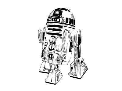 R2D2 illustration ink pen r2d2 star wars