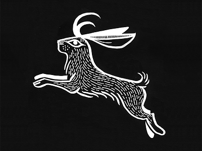 Jackalope black and white brush deer fable folk jackalope myth rabbit