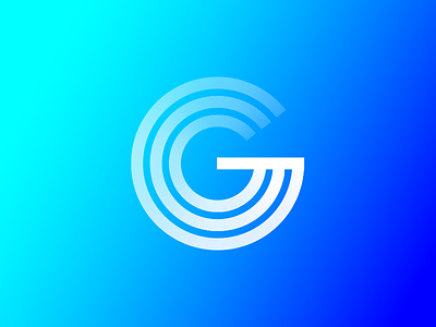 G! g geometric gradient identity logo mark thick lines typography