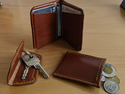Wallet, Coin Pouch, and Key Cover: EDC 3-Pack Debut Products everyday carry leather leather goods product design wallet