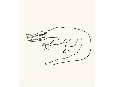 Digital Drawing #4 - Croc animal art artist branding crocodile design drawing illustration illustrator japan line line art minimalism minimalist monochrome neutral palette quirky tattoo wellness wildlife