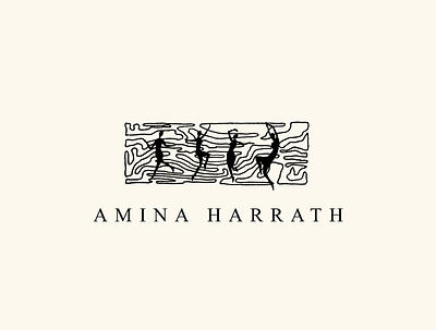 Minimalist Logo for Amina Harrath abstract art artist branding design drawing eco friendly fashion illustration illustrator japan line line art logo luxury minimalism minimalist monochrome neutral palette quirky
