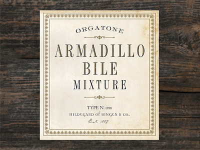 Armadillo Bile label texture vintage