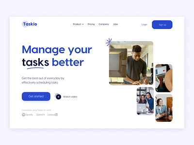 Taskio - Hero section (Light) daily ui dailyui dailyux design figma ui web development website
