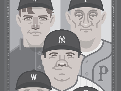 Cooperstown baseball caricature championship cooperstown design detroit famous history illustration new york pittsburgh portrait poster sports st louis