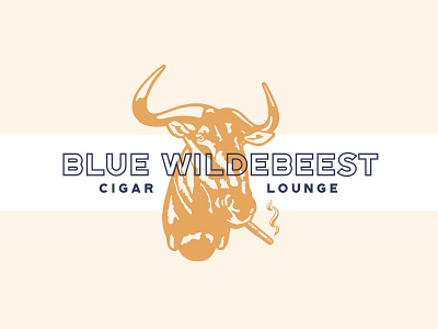 Blue Wildebeest bar blue cigar illustration logo lounge wildebeest
