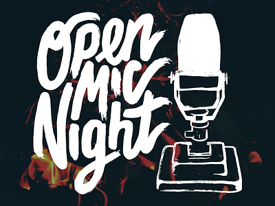 Open Mic Night drawing hand illustration lettering mic microphone music night open typography